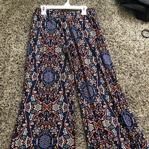 colorful stretchy pants that flare at the bottom